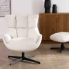 Meuble House Fauteuil pivotant avec repose-pieds modulaire en tissu bouclette écru "Calista" Hot