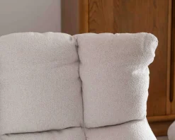 Meuble House Fauteuil pivotant avec repose-pieds modulaire en tissu bouclette écru