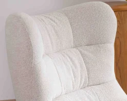 Meuble House Fauteuil pivotant cocooning en tissu bouclette blanc cassé 