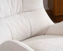 Meuble House Fauteuil pivotant cocooning en tissu bouclette blanc cassé 