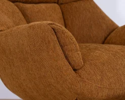 Meuble House Fauteuil pivotant design avec repose-pieds "Calista" en tissu chenillé rouille esprit vintage Discount