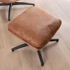 Meuble House Fauteuil pivotant esprit rétro avec pouf en tissu microfibre coloris havane "Branson"