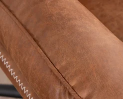 Meuble House Fauteuil pivotant esprit rétro avec pouf en tissu microfibre coloris havane "Branson"