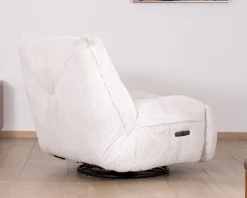 Meuble House Fauteuil pivotant et inclinable en velours côtelé écru "Cascada"
