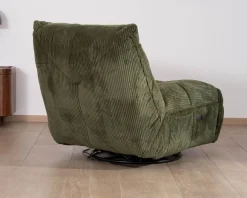 Meuble House Fauteuil relax esprit cosy en velours côtelé vert 