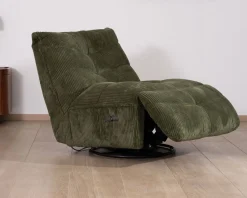 Meuble House Fauteuil relax esprit cosy en velours côtelé vert 