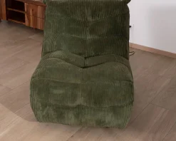Meuble House Fauteuil relax esprit cosy en velours côtelé vert 