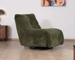 Meuble House Fauteuil relax esprit cosy en velours côtelé vert 