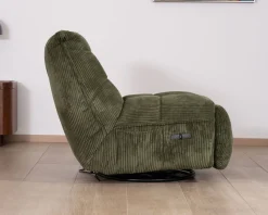 Meuble House Fauteuil relax esprit cosy en velours côtelé vert 