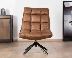 Meuble House Fauteuil relax ultra-confort avec pied rotatif "Grundy" en tissu microfibre havane Hot