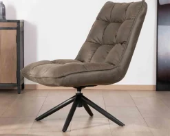 Meuble House Fauteuil relax ultra-confort avec pied rotatif "Grundy" en tissu microfibre vert kaki Outlet