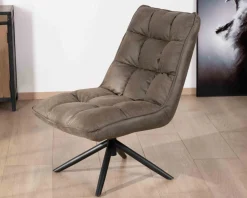 Meuble House Fauteuil relax ultra-confort avec pied rotatif "Grundy" en tissu microfibre vert kaki Outlet