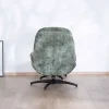 Meuble House Fauteuil rotatif design rétro en tissu soyeux vert sauge "Branson" avec pouf Clearance