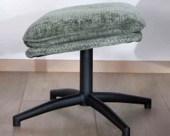 Meuble House Fauteuil rotatif design rétro en tissu soyeux vert sauge 
