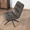 Meuble House Fauteuil rotatif ultra-confort en tissu microfibre gris foncé "Grundy" New