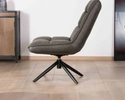 Meuble House Fauteuil rotatif ultra-confort en tissu microfibre gris foncé 