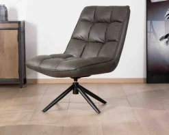 Meuble House Fauteuil rotatif ultra-confort en tissu microfibre gris foncé 