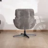 Meuble House Fauteuil rétro en tissu gris et pied pivotant en métal noir "Bissett" Clearance