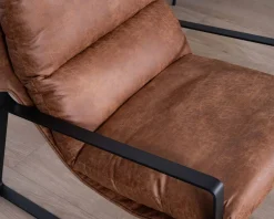 Meuble House Fauteuil rétro tissu havane et métal noir 