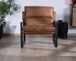 Meuble House Fauteuil rétro tissu havane et métal noir 