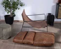 Meuble House Fauteuil rétro tissu havane et métal noir 