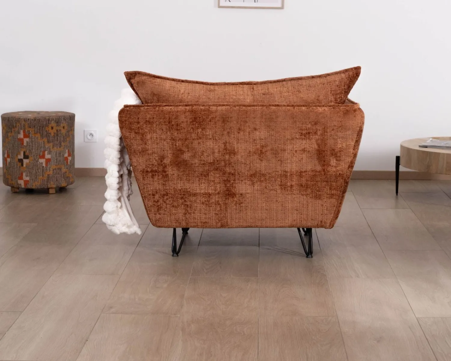 Meuble House Fauteuil ultra confort en tissu terracotta "Hasting" style vintage cosy