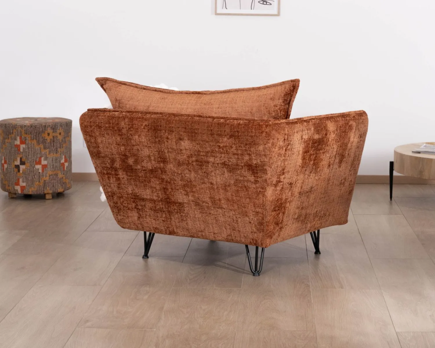 Meuble House Fauteuil ultra confort en tissu terracotta "Hasting" style vintage cosy