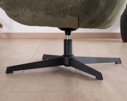 Meuble House Fauteuil ultra confort tournant 360° en velours côtelé vert doux