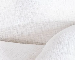 Meuble House Fauteuil vintage avec pouf en tissu blanc ultra doux 