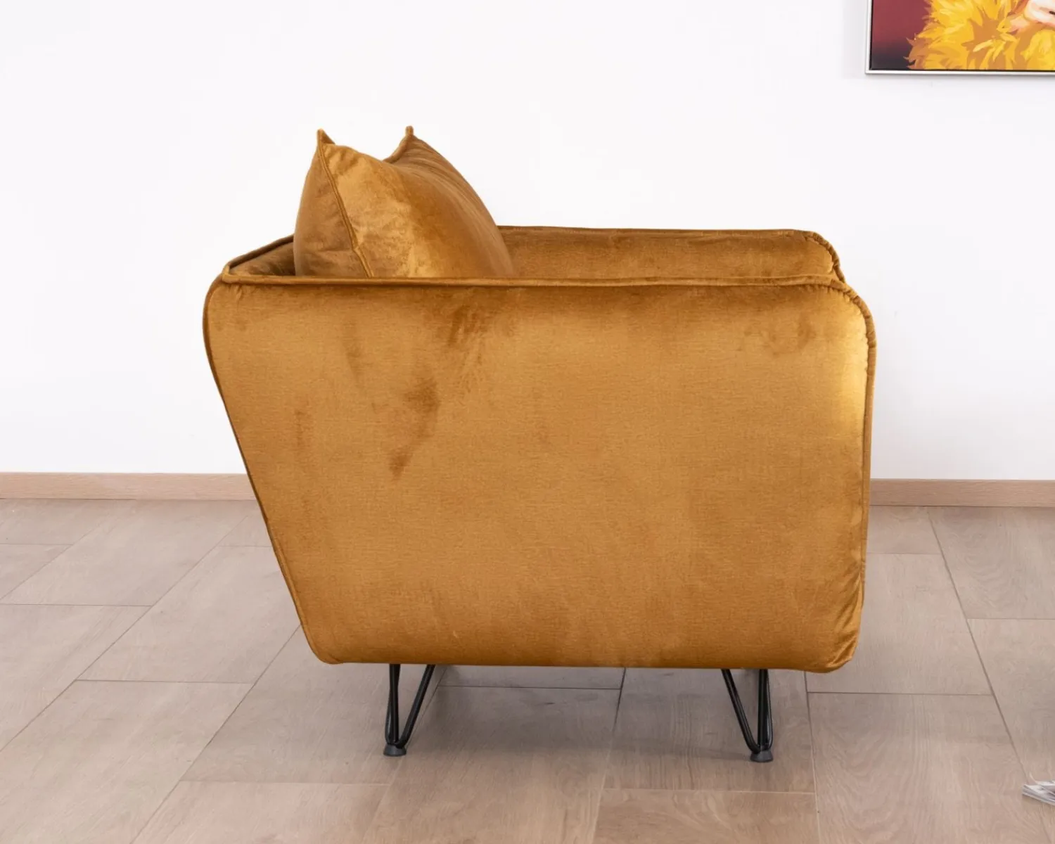 Meuble House Fauteuil vintage ocre en tissu et métal ultra confort "Hasting" Online