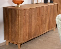 Meuble House Grand bahut style rétro en chêne huilé 180 cm