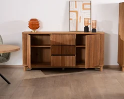 Meuble House Grand bahut style rétro en chêne huilé 180 cm