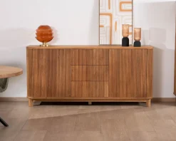Meuble House Grand bahut style rétro en chêne huilé 180 cm