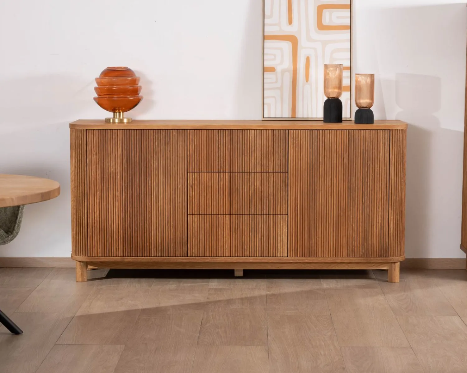 Meuble House Grand bahut style rétro en chêne huilé 180 cm "Winton"