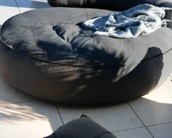 Meuble House Grand bain de soleil ultra-moelleux en tissu gris foncé
