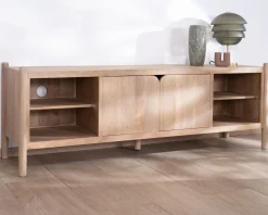 Meuble House Grand banc TV en manguier esprit japandi "Orobie" 185 cm Sale