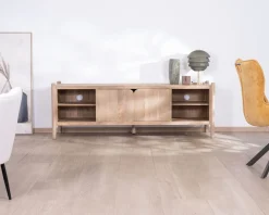 Meuble House Grand banc TV en manguier esprit japandi 