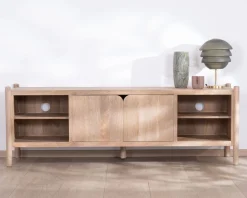 Meuble House Grand banc TV en manguier esprit japandi 