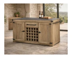 Meuble House Grand billot de cuisine bois massif plateau pierre 
