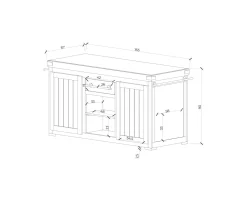 Meuble House Grand billot de cuisine bois massif plateau pierre 
