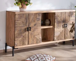 Meuble House Grand buffet bas acacia massif 175cm style ethnique "Géonidum" Sale