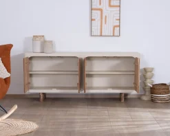 Meuble House Grand buffet bas 4 portes style organique et contemporain "Miona" Sale