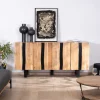 Meuble House Grand buffet design 190cm en bois massif d’acacia et métal noir "Zen Black" Online
