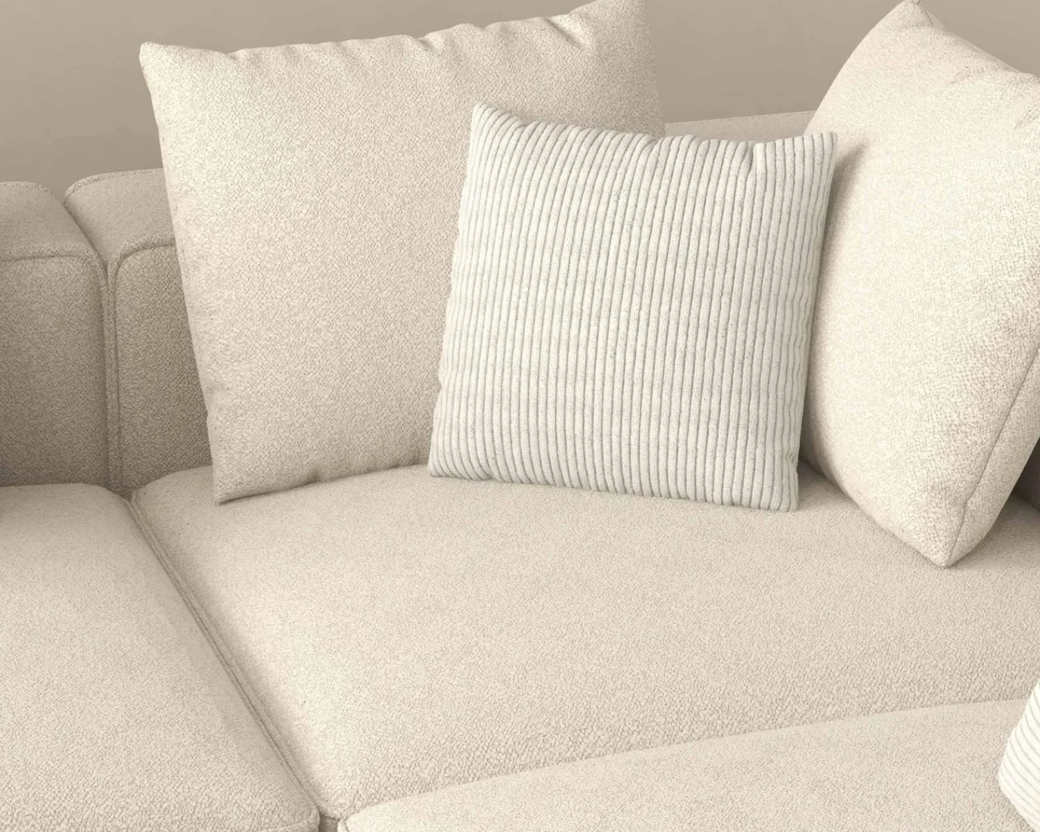 Meuble House Grand canapé d'angle graphique et ultra cosy en tissu blanc "Sweet Culture" Online