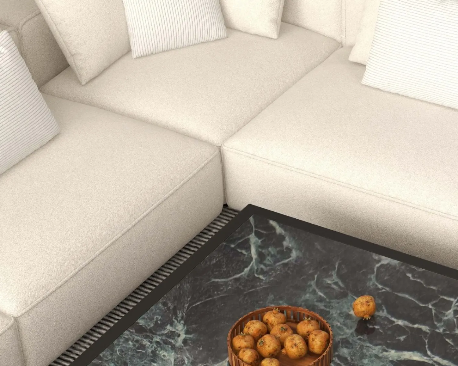 Meuble House Grand canapé d'angle graphique et ultra cosy en tissu blanc "Sweet Culture" Online