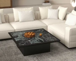 Meuble House Grand canapé d'angle graphique et ultra cosy en tissu blanc