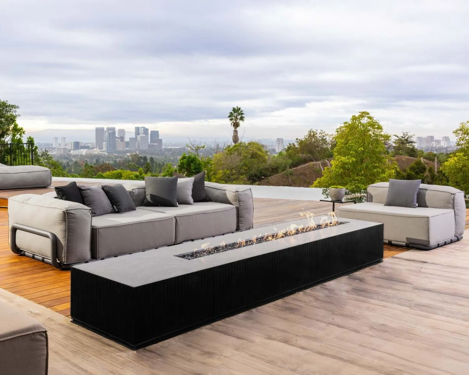 Meuble House Grand canapé de terrasse droit modulaire esprit décontracté tissu gris "Escale" Hot
