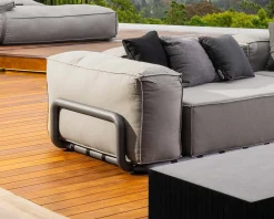 Meuble House Grand canapé de terrasse droit modulaire esprit décontracté tissu gris