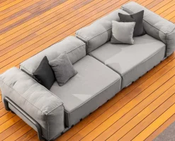 Meuble House Grand canapé de terrasse droit modulaire esprit décontracté tissu gris