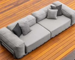 Meuble House Grand canapé de terrasse droit modulaire esprit décontracté tissu gris